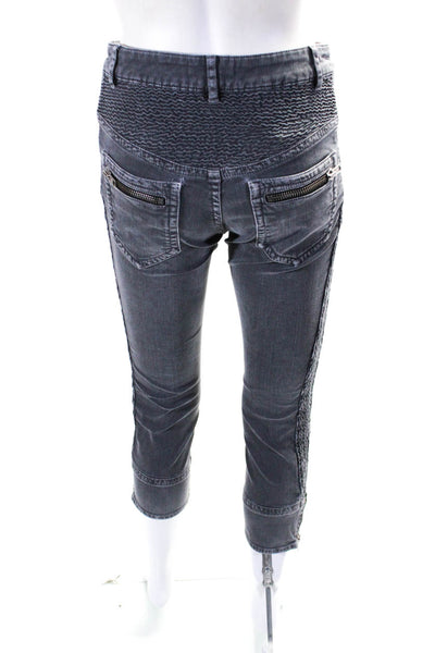 Etoile Isabel Marant Womens Mid Rise Zipper Trim Cropped Jeans Gray Size FR 38