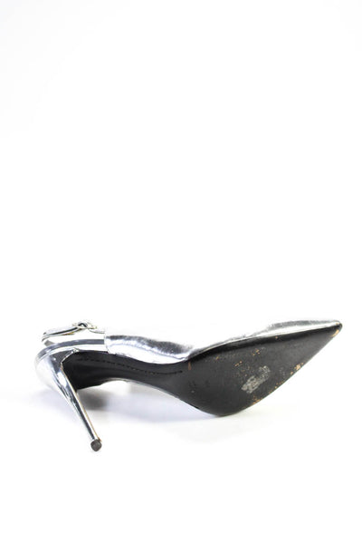 Giuseppe Zanotti Design Womens Stiletto Slingback Pumps Silver Patent Size 36.5