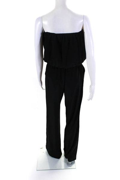 ZOA New York Womens Ruched Tied Slip-On Straight Leg Jumpsuit Black Size L