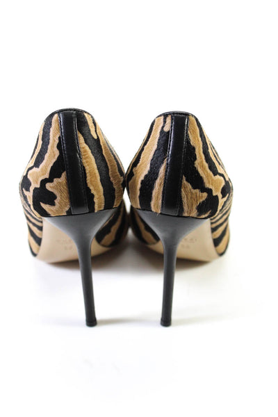 Gucci Womens Brown Black Printed Cow Hair High Heels Pumps Shoes Size 6