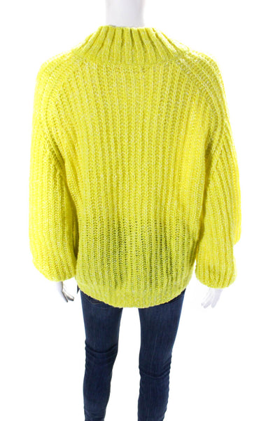 Anthropologie Womens Long Sleeves V Neck Sweater Yellow Wool Size Small