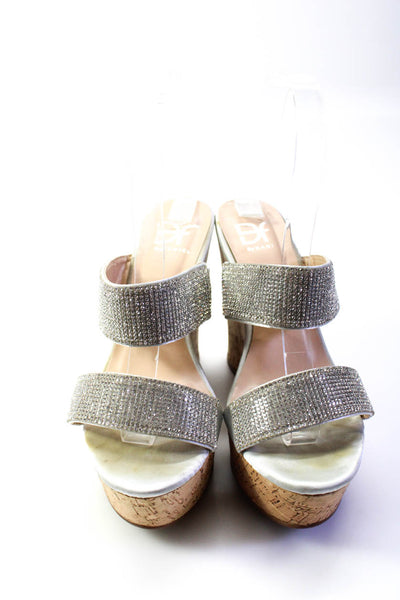 By Daniel Womens Gray Embellished Slip On Wedge Heels Sandals Shoes Size 6