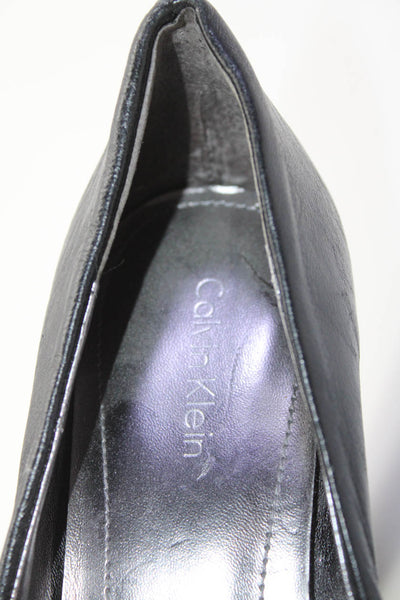 Calvin Klein Womens Solid Black Blocked Heels Pumps Shoes Size 6.5M