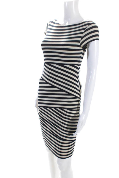 Bailey 44 Womens Sleeveless Scoop Neck Striped Sheath Dress Blue White Small