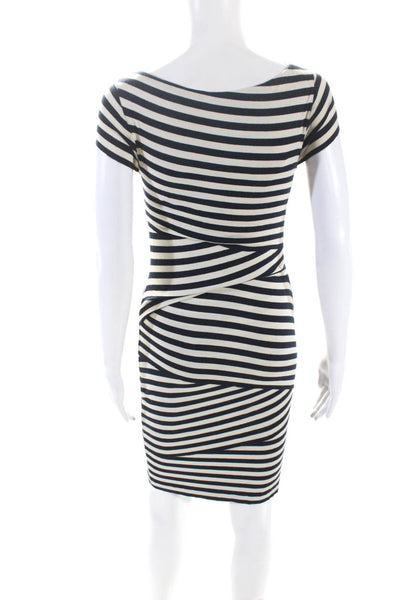 Bailey 44 Womens Sleeveless Scoop Neck Striped Sheath Dress Blue White Small