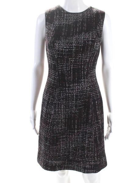 Sophie Hunter Womens Back Zip Crew Neck Tweed Shift Dress Purple Size 6