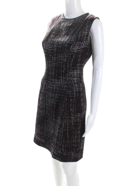 Sophie Hunter Womens Back Zip Crew Neck Tweed Shift Dress Purple Size 6