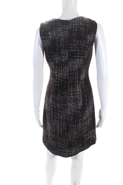 Sophie Hunter Womens Back Zip Crew Neck Tweed Shift Dress Purple Size 6