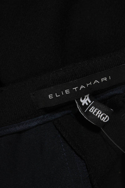 Elie Tahari Womens Zipper Fly Leather Trim Pleated Slim Trouser Pants Black 4