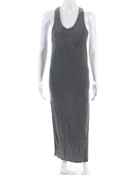 T Alexander Wang Women's Scoop Neck Sleeveless Slit Hem Maxi Dress Gray Size XS