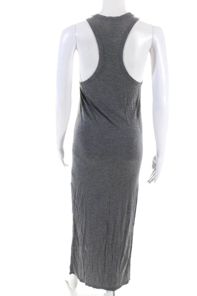 T Alexander Wang Women's Scoop Neck Sleeveless Slit Hem Maxi Dress Gray Size XS