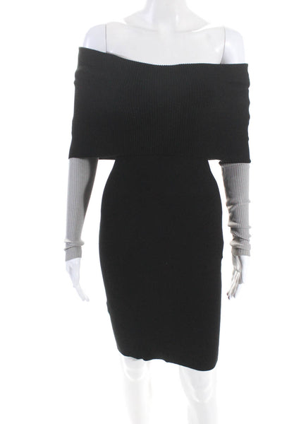 BCBGMAXAZRIA Women's Cowl Neck Long Sleeves Bodycon Sweater Dress Black Size XS