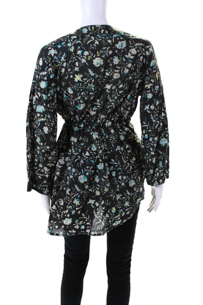 Adolfo Dominguez Womens Cotton Floral Print Long Sleeve Blouse Brown Size EUR40