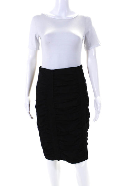 Nanette Lepore Womens Side Zip Ruched Knee Length Pencil Skirt Black Size 6