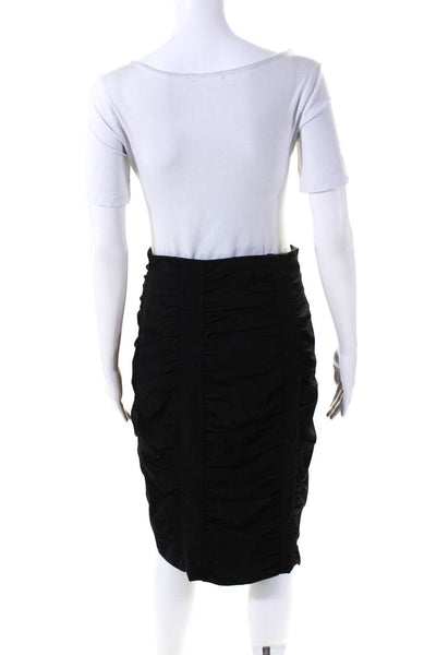 Nanette Lepore Womens Side Zip Ruched Knee Length Pencil Skirt Black Size 6