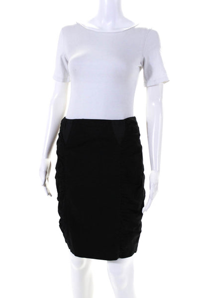 Nanette Lepore Womens Back Zip Knee Length Ruched Pencil Skirt Black Size 6