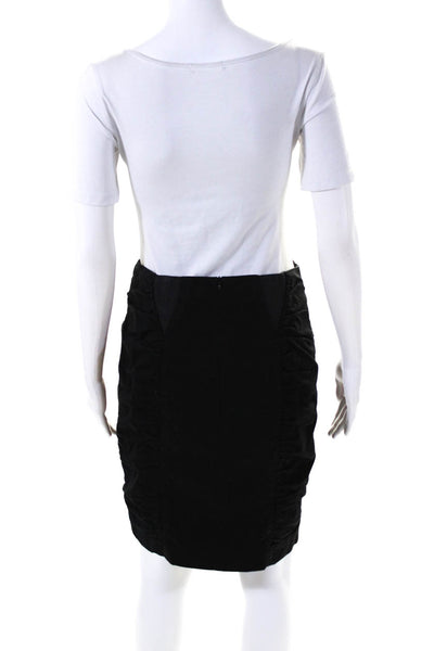 Nanette Lepore Womens Back Zip Knee Length Ruched Pencil Skirt Black Size 6