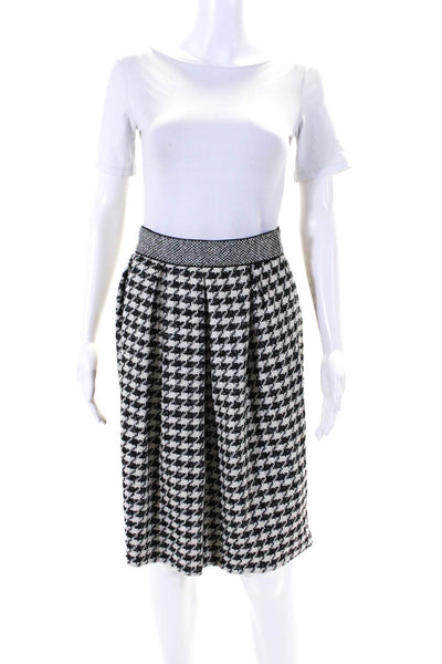 Proenza Schouler Womens Zip Up Knit Houndstooth A Line Skirt Black White Size 6