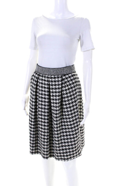 Proenza Schouler Womens Zip Up Knit Houndstooth A Line Skirt Black White Size 6