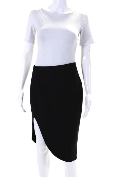 Elizabeth and James Womens Back Zip Front Slit Pencil Skirt Black Size 6