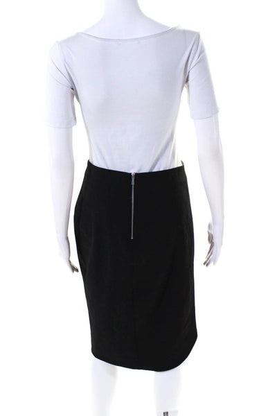 Elizabeth and James Womens Back Zip Front Slit Pencil Skirt Black Size 6