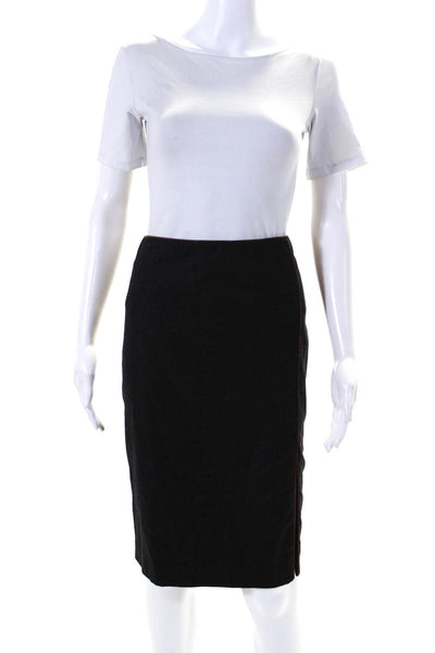 Ralph Lauren Black Label Womens Zip Up Front Slit Pencil Skirt Gray Wool Size 8