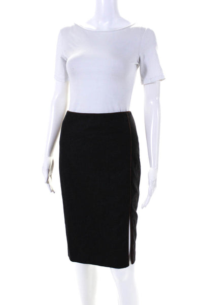 Ralph Lauren Black Label Womens Zip Up Front Slit Pencil Skirt Gray Wool Size 8