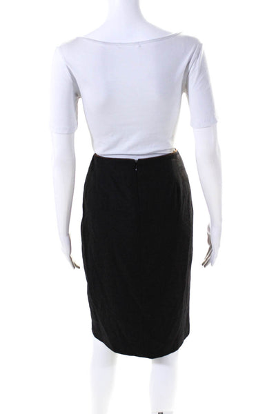 Ralph Lauren Black Label Womens Zip Up Front Slit Pencil Skirt Gray Wool Size 8