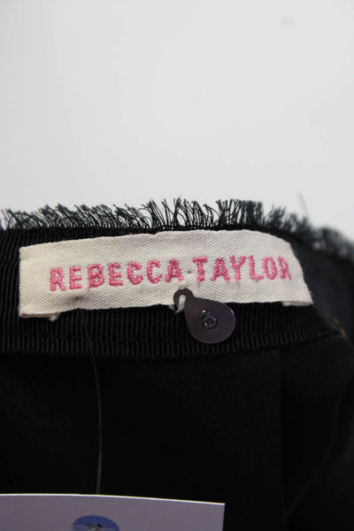 Rebecca Taylor Womens Back Zip Fringe Lace Trim Pencil Skirt Black Size 6