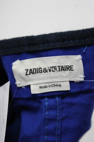 Zadig & Voltaire Womens Side Zip Double Pocket Front Fringe Skirt Blue FR 36