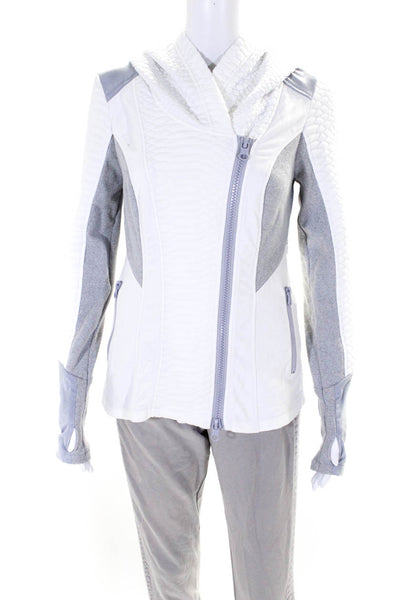 Blanc Nature Womens Cotton Colorblock Zipped Jacket Pants Set White Size XS