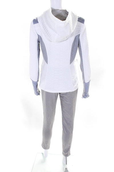 Blanc Nature Womens Cotton Colorblock Zipped Jacket Pants Set White Size XS