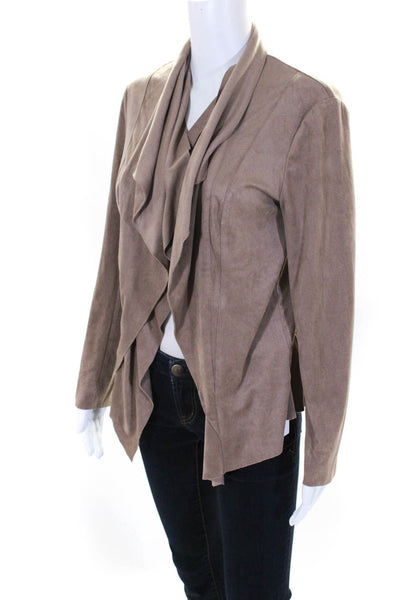 Catherine Catherine Malandrino Womens Faux Leather Open Jacket Brown Size S