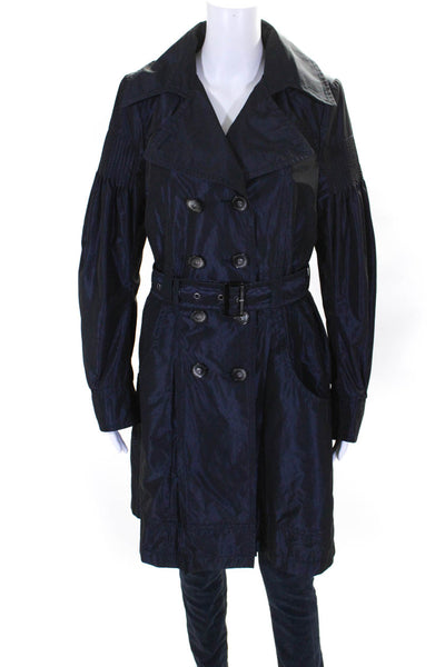 Creestone Womens Long Sleeve Double Breasted Mid Length Trench Coat Blue Size XS