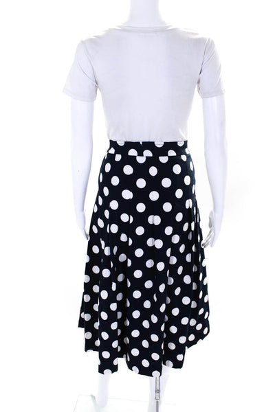 Avenue Montaigne Womens Polka Dot Print Midi Pleated Skirt Navy Blue Size 12