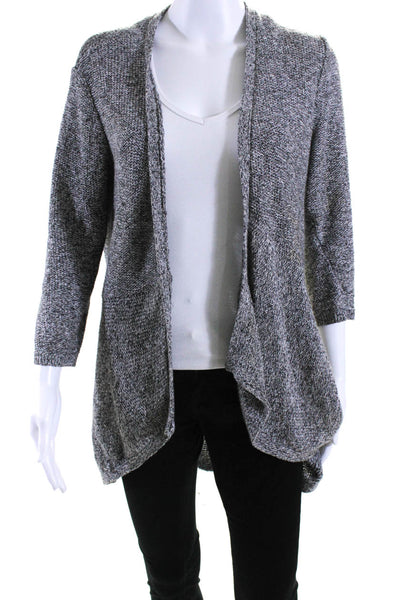 Eileen Fisher Womens Gray Cotton Open Front Cardigan Sweater Top Size XS