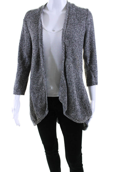 Eileen Fisher Womens Gray Cotton Open Front Cardigan Sweater Top Size XS