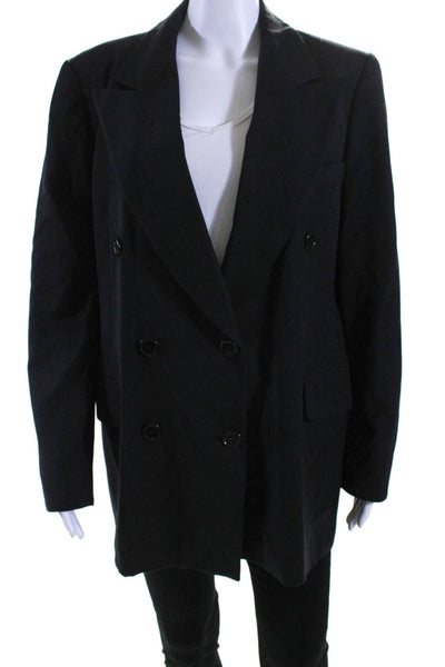 Escada Margaretha Ley Womens Black Wool Double Breasted Long Sleeve Coat Size 40