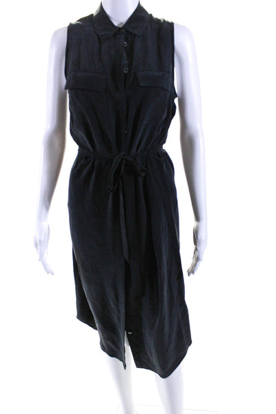 Equipment Femme Womens Dark Gray Belt Button Front Sleeveless Shift Dress Size S