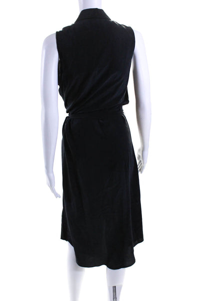 Equipment Femme Womens Dark Gray Belt Button Front Sleeveless Shift Dress Size S