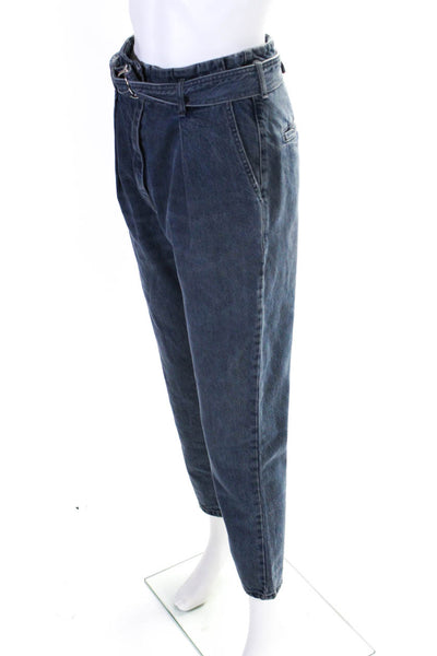 IRO Womens High Rise Belted Straight Leg Jeans Blue Denim Size 24