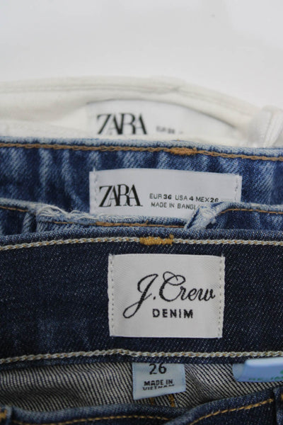 Zara J Crew Womens Denim Shorts Straight Leg Jeans Blue White Size 4 26 Lot 3