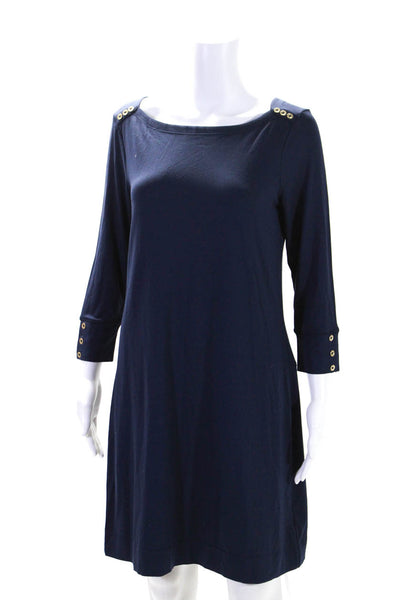 Lily Pulitzer Womens Stretch Round Neck Long Sleeve Mini Dress Navy Size M