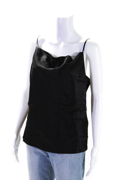 L'Agence Womens Adjustable Silk V-Neck Pullover Cami Tank Top Black Size L