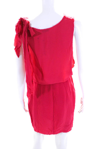 Nina Ricci Womens Bright Pink Silk Drape Neck Sleeveless Shift Dress Size 38