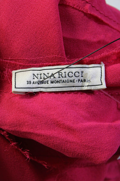 Nina Ricci Womens Bright Pink Silk Drape Neck Sleeveless Shift Dress Size 38