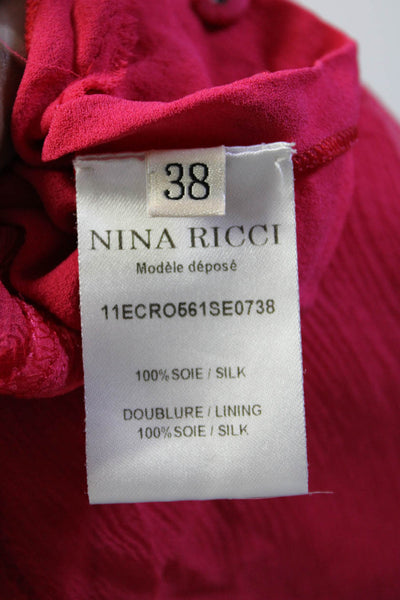 Nina Ricci Womens Bright Pink Silk Drape Neck Sleeveless Shift Dress Size 38