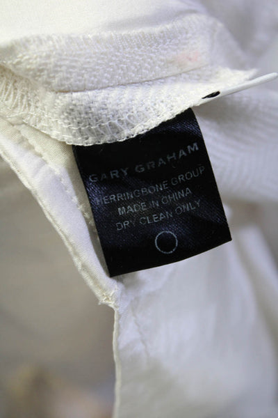 Gary Graham Womens Linen Full Buttoned Slip-On Tapered Leg Trousers Beige Size 2