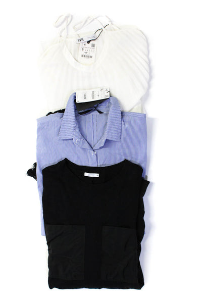 Zara Womens Oversized Sweater Pleated Dress Striped Shirt Black Small XL Lot 3