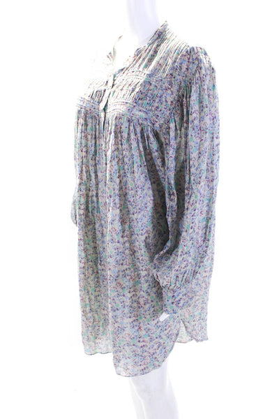 Etoile Isabel Marant Womens Cotton Floral Print Buttoned Dress Purple Size EUR38